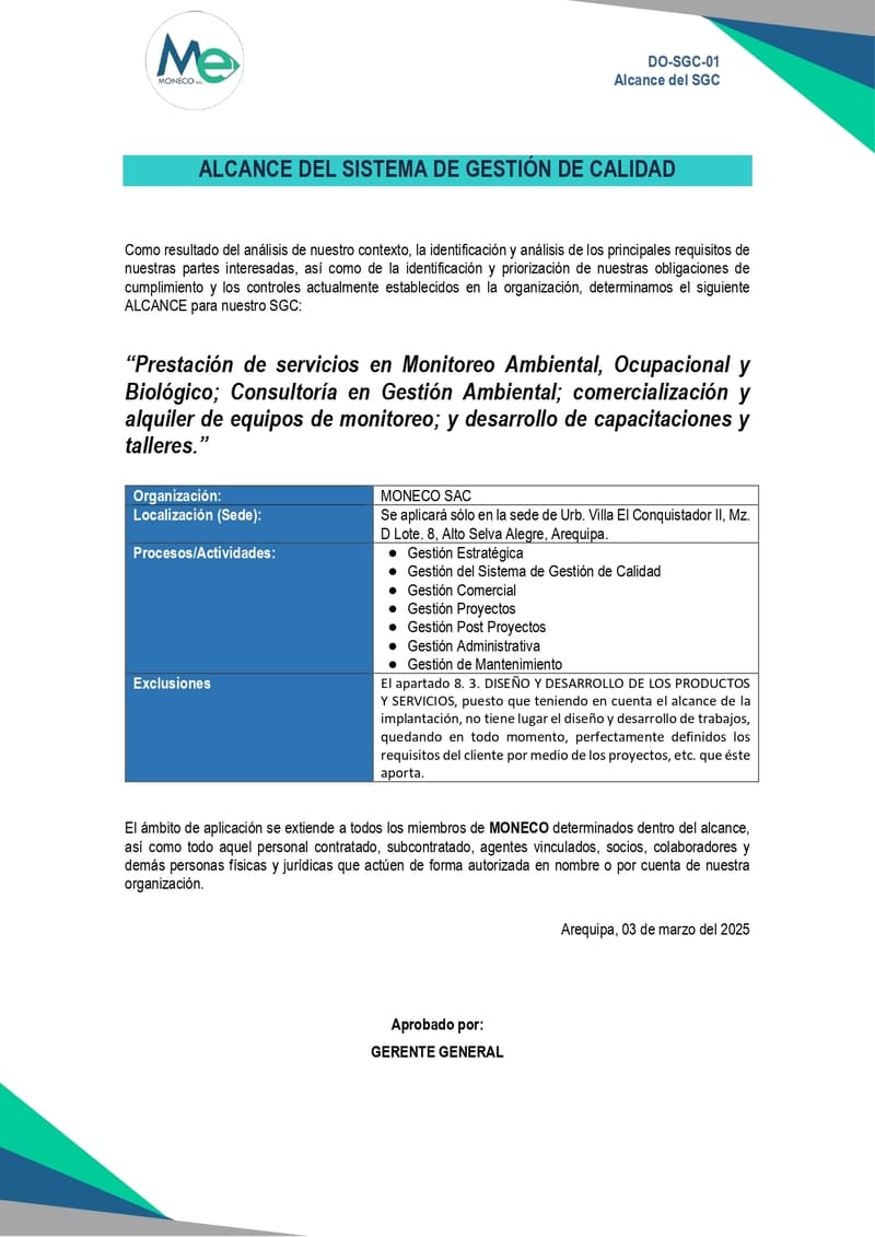 POLITICA DE CALIDAD MONECO